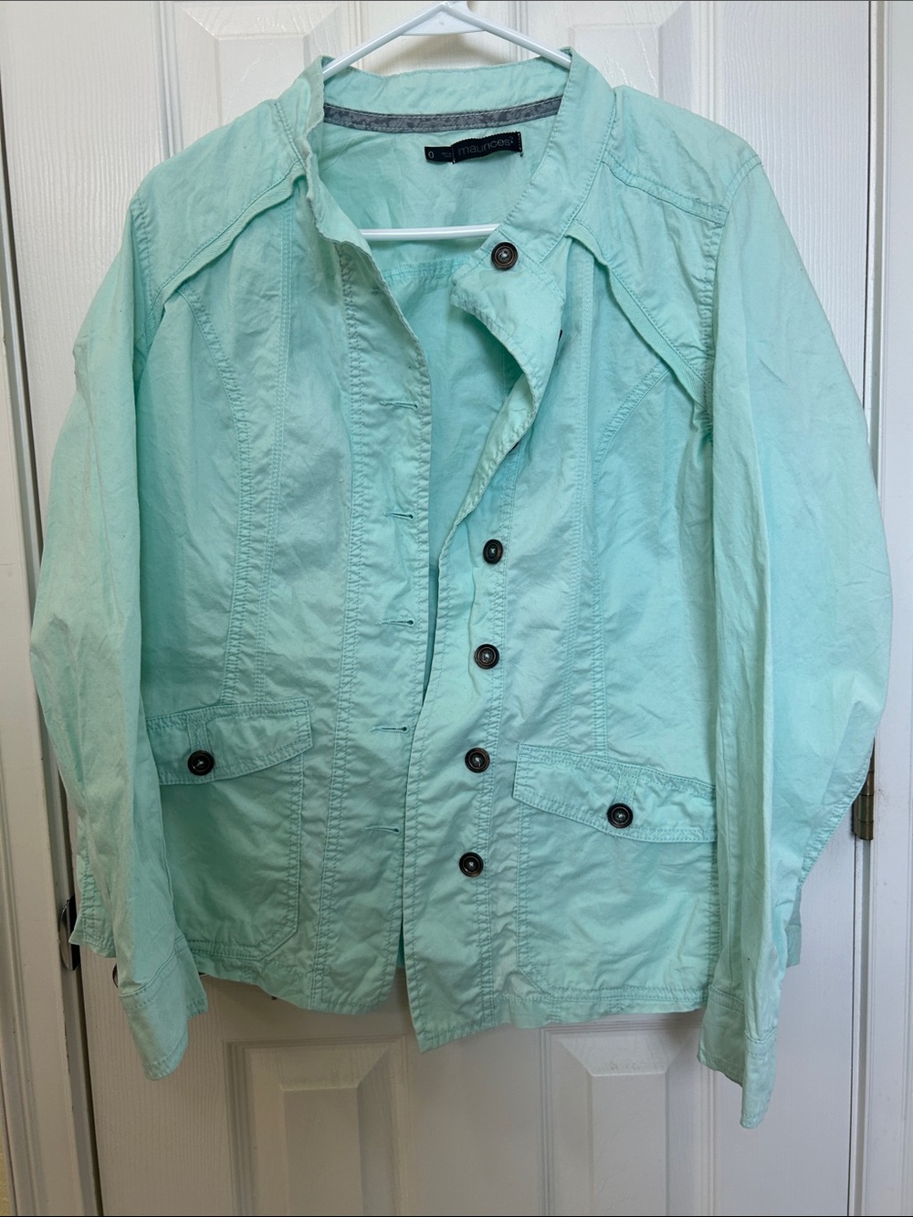 Maurices Mint Green Button-Front Utility Jacket